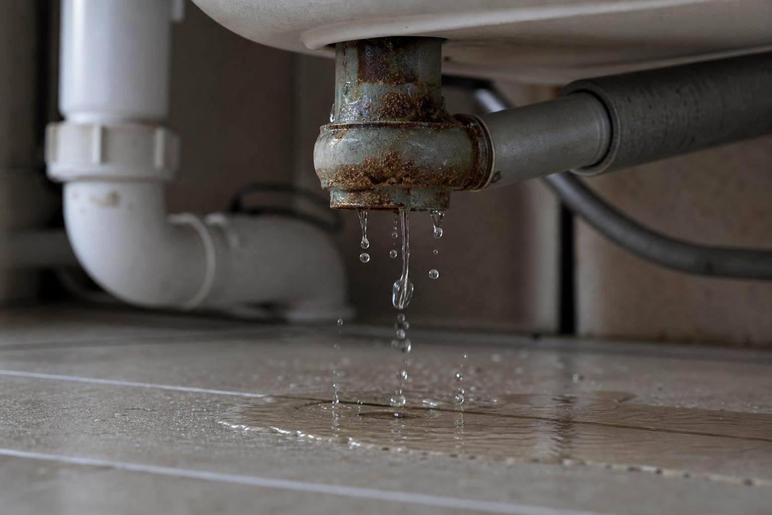 Blocked drain being cleared by a plumber